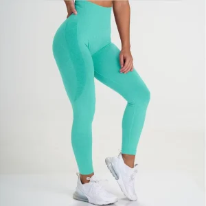 Women’s Sexy Yoga Leggings Seamless Knitted High Stretch Hip Lifting Sports Fitness Pants Solid Pattern