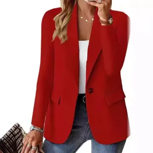 Women’s Short Business Suits Woven Solid Color Split Sleeve Lapel Blazer for Women Formal