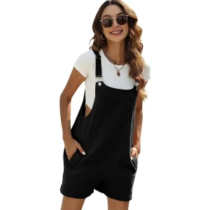 Women’s Short Overalls Casual Summer Bib Shortalls Rompers Onesie Loose Baggy Jumpers Jumpsuits With Pockets Clothes