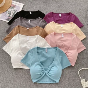 Women’s Short Sleeve Casual Hollow Out Sexy Blouses and Shirts