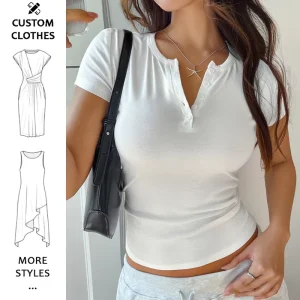 Women’s Short Sleeve Henley T Shirts Casual Summer Button Ribbed Knit Slim Fit Basic Tops Blouse