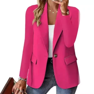 Women’s Short Woven Business Suit Elegant Solid Color Split Sleeve Lapel Blazer