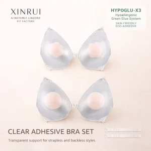 Women’s Silicone Transparent Waterdrop Color block Sexy Waterproof Front Closure Breathable Seamless Half Cup Backless Bra