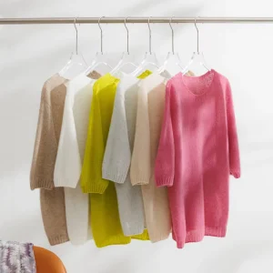 Women’s Silk Cashmere Blending T shirt Sweater Custom Loose Round Neck Short Sleeve Knit Pullover For Spring Autumn