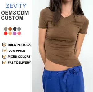 Women’s Simply Solid Color Knitwear Slim T Shirt Female Short Sleeve Hem Asymmetrical Chic Tee Shirt Tops Lady Mujer