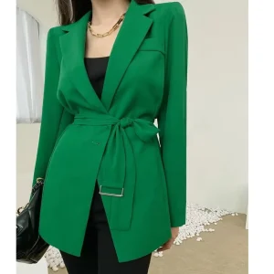 Women’s Single-Breasted Blazer Solid Color Office Blazer Ladies Trendy Clothing