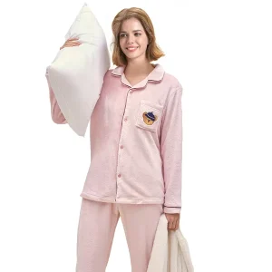 Women’s Sleepwear Coral Fleece 2 Piece Sleepwear Lady Pajamas Suit