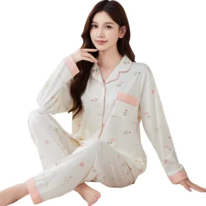 Women’s Sleepwear New Spring fall Designs Printed Long sleeve Plus size Lightweight Loungewear