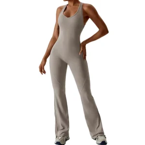 Women’s Sleeveless Active Wear Backless Sports Jumpsuit Fitness One Piece Pants Gym Workout Jumpsuit