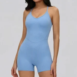 Women’s Sleeveless Backless Romper Quick Dry Slim Fit Gym Jumpsuit