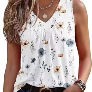Women’s Sleeveless Printed Vest Loose Casual Top