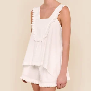 Women’s Sleeveless Sleepwear Summer Tank Top 100%Cotton Pajamas Set Pijamas for Women