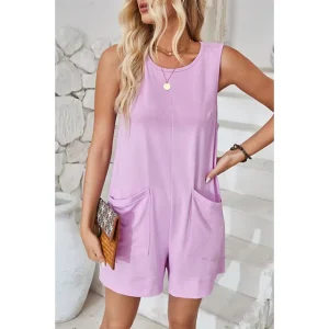 Women’s Sleeveless Vest with Large Pockets Casual Rompers Jumpsuit Fashion Women’s Clothing