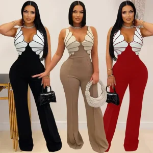 Women’s Sleeveless Wide Leg Jumpsuit Romper One Piece