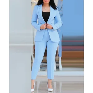 Women’s Slim Blazer and Pants Set Office Wear Formal Business Two Piece Suit