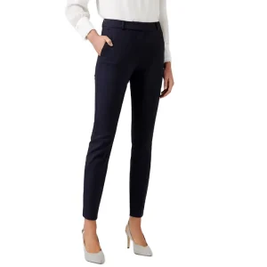 Women’s Slim Fit Pants Comfortable Stretch Cotton Breathable Mid Waist Flat Front Solid Woven Work Pant