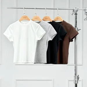 Women’s Slim Fit Set-in Sleeve T-Shirt 3D Shapely Back Neat Stitching Casual Party Wear T-Shirt