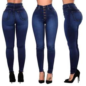 Women’s Slim-fit Casual High-waisted Retro Tight Denim Pants Spring Autumn