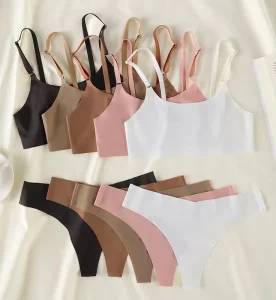 Women’s Small Chest Underwear Suit Large Coverage Thin Underwear Without Steel Ring Sexy T Shaped Bra & Brief Sets