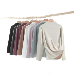 Women’s Soft Long Sleeve Tops Rib-Knit Crewneck Pullover Comfortable Stretchy Autumn Long Sleeve Shirt