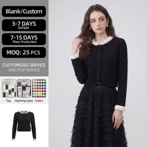 Women’s Solid Beading Pink Knit Cardigan O Neck Regular Sleeve Button Up Short Office Lady Jacket