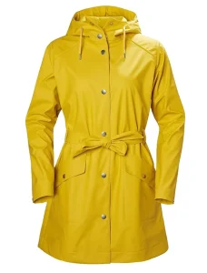 Women’s Solid Bonded Breathable Woven Long PU Waterproof Windbreaker Hooded Raincoat Zipper Closure Belted Pockets Seamless