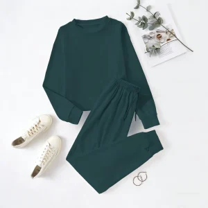 Women’s Solid Color Pajama Set 2 Piece Soft Knit Sleepwear Casual Loungewear