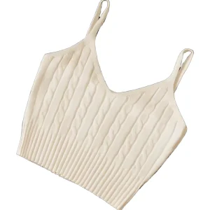 Women’s Solid Color V-Neck Knitted Crop Camisole