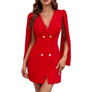 Women’s Solid Color Woven Hand Embroidery Full Sleeve Blazer with V-Neck Collar and Tailored Fit