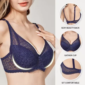 Women’s Solid Pattern Lace Bralette Crop Top Large Tube Female Push Up Brassiere CD Cup Plus Size Underwear