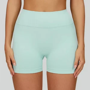 Women’s Solid Ruched 2-Piece Gym Set Breathable Backless Tank Tops Seamless High-Waisted Scrunch Shorts Elastic Waist