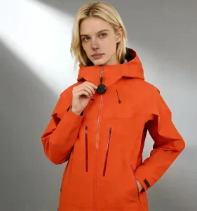 Women’s Solid Windbreaker Jacket With GPS Tracker Waterproof Breathable Zipper 100% Polyester All Seasons For Hiking & Camping