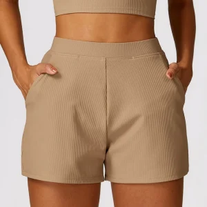 Women’s Solid Workout Shorts for Gym Running and Yoga High Waist Breathable with Pockets