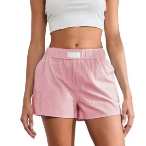 Women’s Spandex Solid Boxer Shorts Loose Casual Bottoms Elastic Waist Hot Shorts Breathable Design