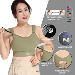 Women’s Sport Bra with One Cup Fixed Chest Pad Breathable Print Custom Logo Plus Size for Large Bust