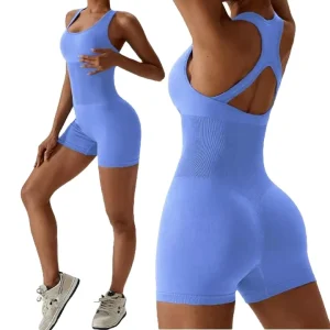 Women’s Sports Bodysuit Seamless Active Wear Scrunch Butt Yoga Romper One Piece Fitness Gym Short Jumpsuit