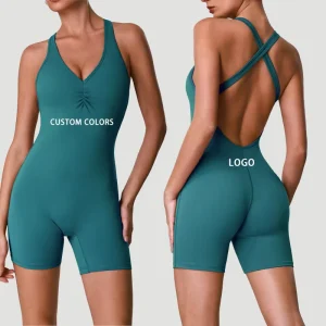 Women’s Sports Bodysuits Jumpsuits Quick Dry Backless Color Block Design Contrast Colors for Gym Sports Sleeveless Activewear