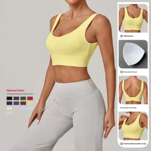 Women’s Sports Bra Breathable and Comfortable Gathering High Support Running Fitness Casual Yoga Bra
