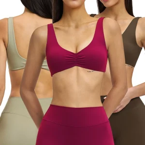 Women’s Sports Bra Custom Fitness Activewear U Neck Backless Design High Support Breathable Gym Bra Print