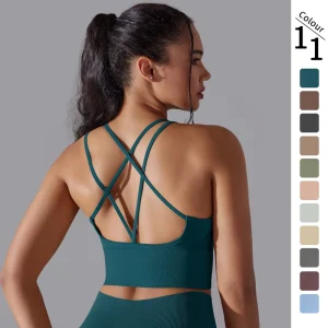 Women’s Sports Bra Set Seamless Spandex Activewear for Gym Workout Solid Pattern 2 Pcs Yoga
