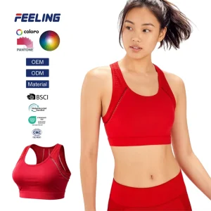 Women’s Sports Bra with Tiered Layered Design and Cut Out Details for OEM and ODM Yoga Casual Activewear