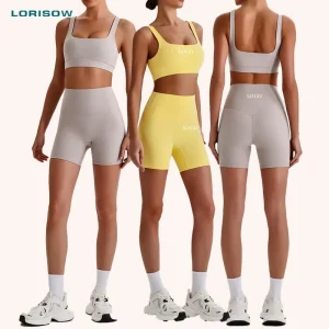 Women’s Sportswear Comfortable High Support Training Bra Compression Running Fitness Shorts Gym Yoga 2 Piece Set
