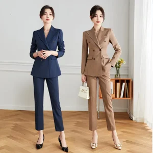 Women’s Spring Autumn Anti Wrinkle Regular Fit Elegant Commuter Business Full Sleeve High End Formal Suit