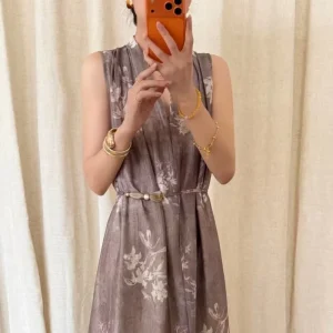 Women’s Spring Casual Dresses Short Sleeve with Tie Waist Pattern Print Design