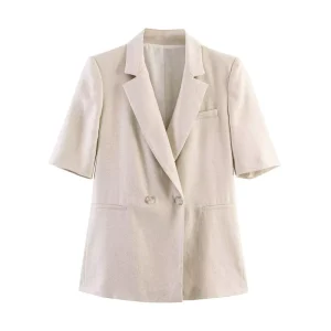 Women’s Spring New Arrival Casual Versatile Double-Breasted Short-Sleeve Blazer 2553998 2550998