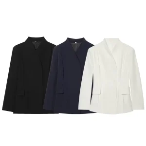 Women’s Spring New Fashionable Elegant High-Neck Slim-Fit Long-Sleeve Blazer