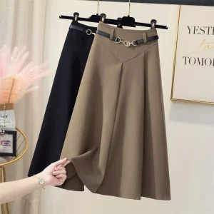 Women’s Spring Skirts Midi Length High Waist A Line Skirts for Women Slim Traditional Casual Women’s Long Skirt