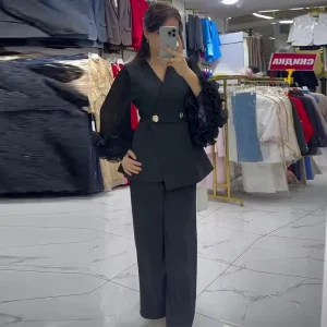 Women’s Spring V-neck Long-sleeved Waist-controlled Suit