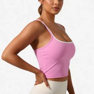Women’s Strappy Backless Tank Top Yoga Contrast Color Sweat Wicking Breathable Quick Dry Activewear Stock