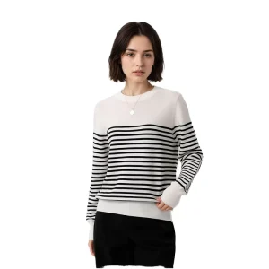 Women’s Striped Knitted Pullover Sweater 100% Wool Soft Warm Tops